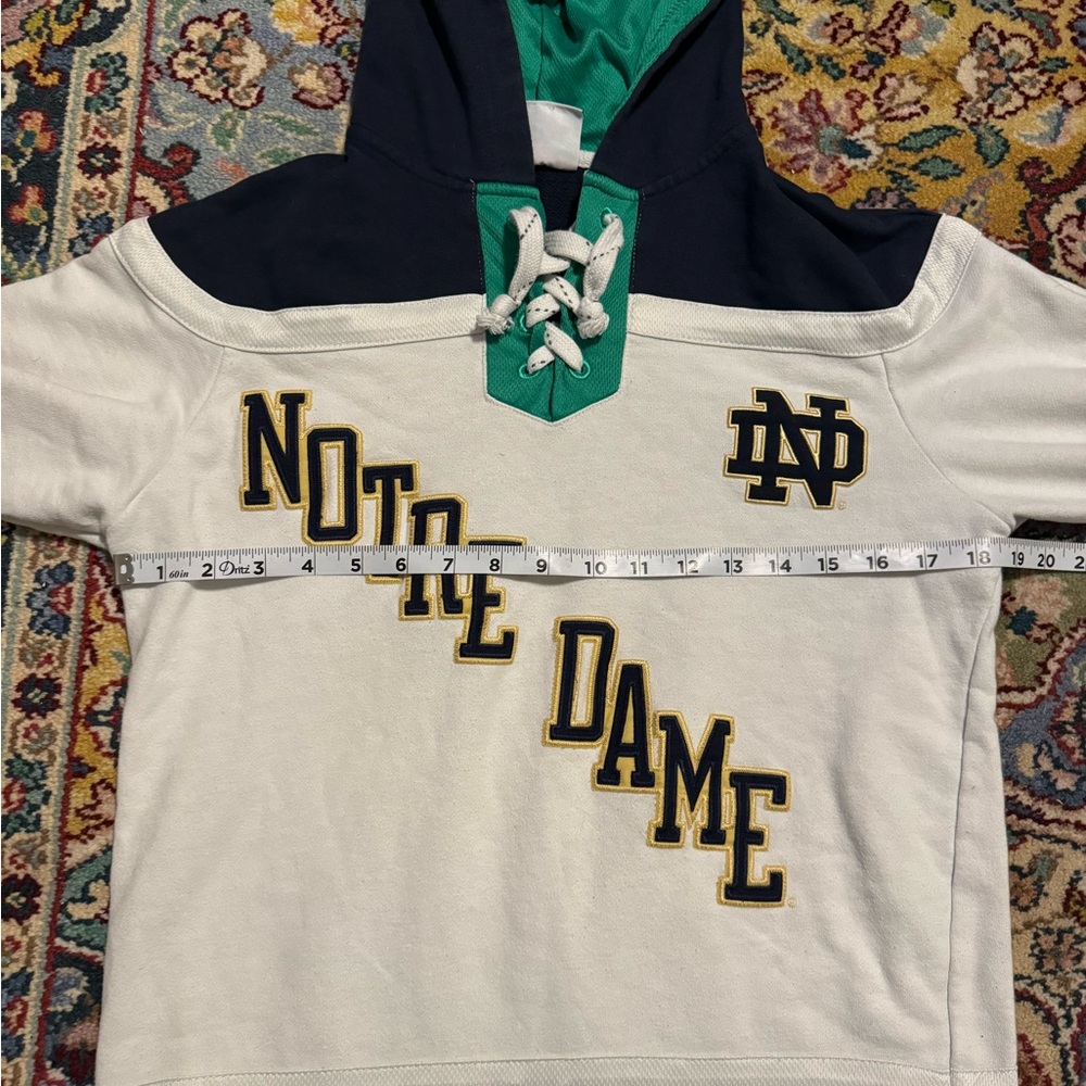 Youth Lace-Up Hoodie Sweatshirt - White, Navy & Green xs - Picture 6 of 9